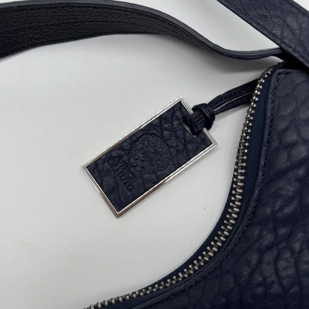 Vince Camuto Riley Hobo Bag Peacoat Blue Bubble Lamb Leather Shoulder Crossbody